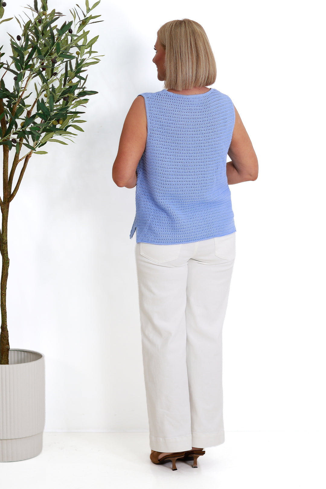 Margot Mesh Knit Tank | SKY BLUE