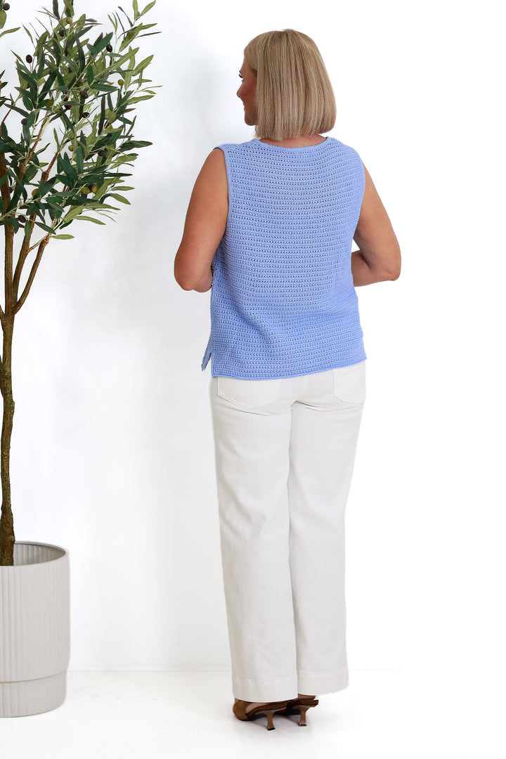Margot Mesh Knit Tank | SKY BLUE