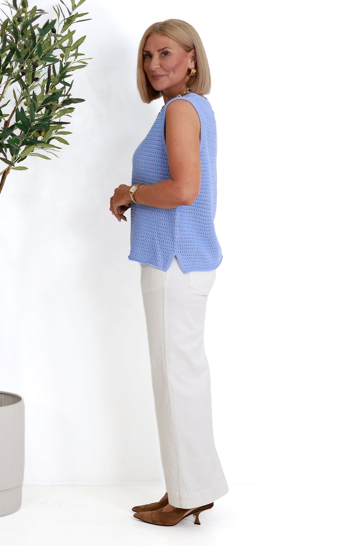 Margot Mesh Knit Tank | SKY BLUE