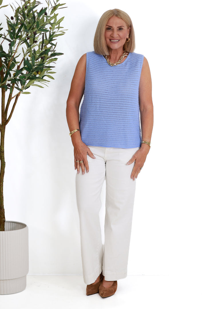 Margot Mesh Knit Tank | SKY BLUE