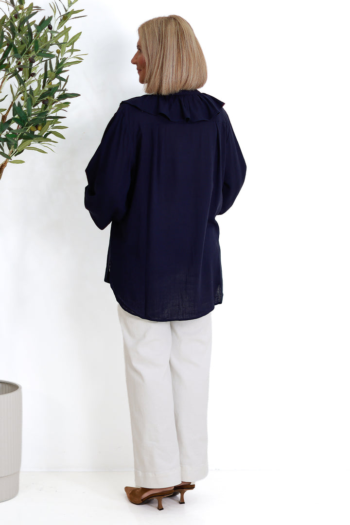 Marnie Ruffle Shirt | NAVY