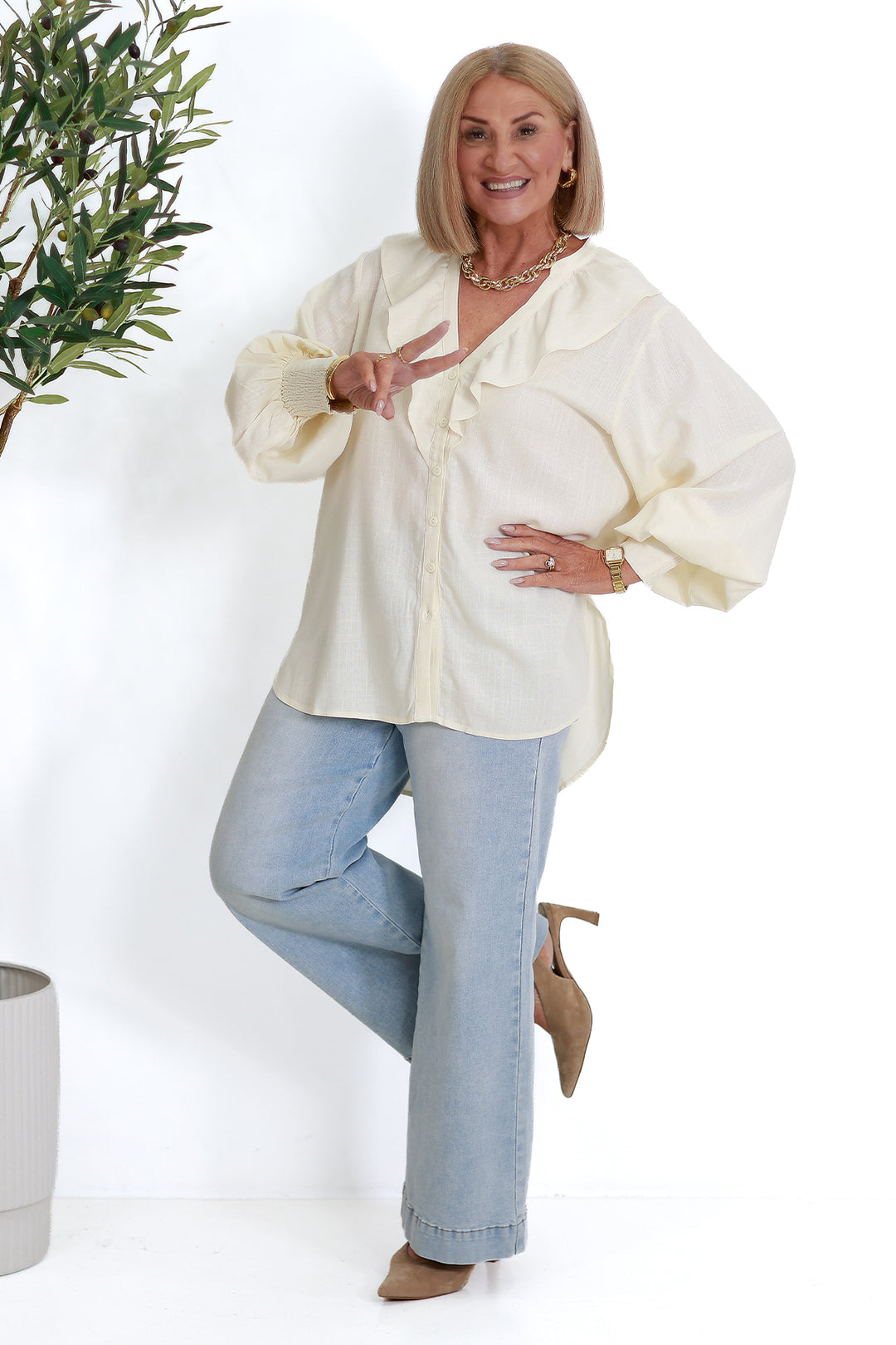 Marnie Ruffle Shirt | IVORY