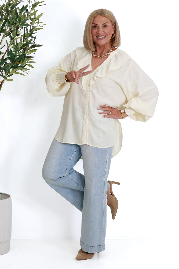 Marnie Ruffle Shirt | IVORY