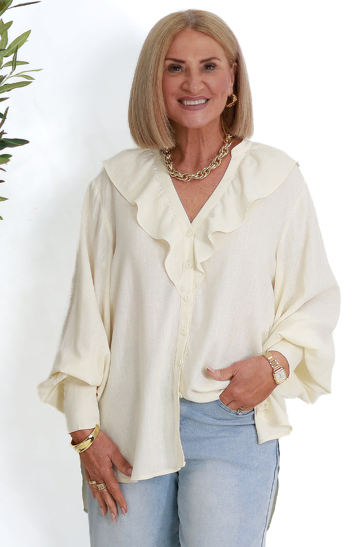 Marnie Ruffle Shirt | IVORY