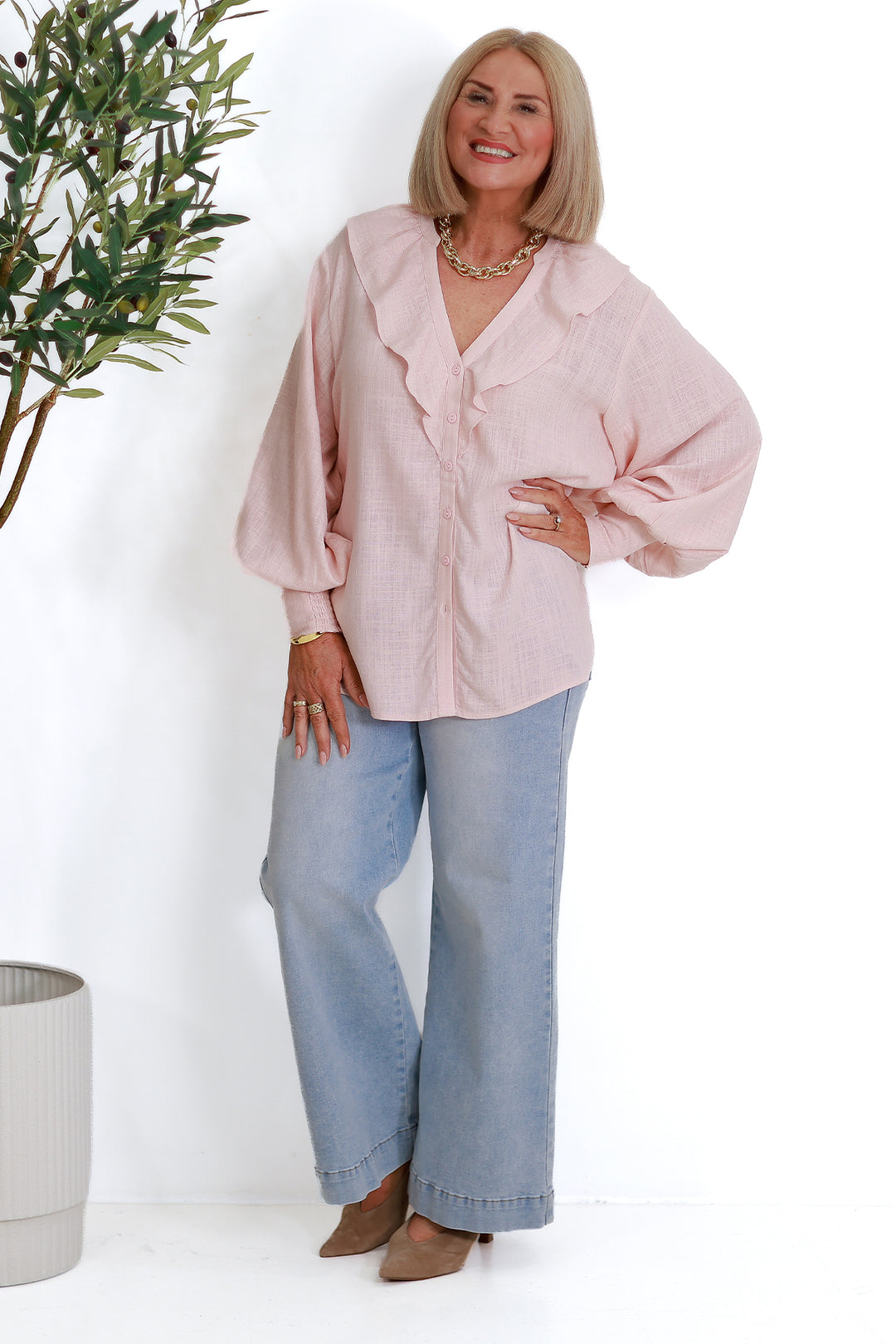 Marnie Ruffle Shirt SS| PINK