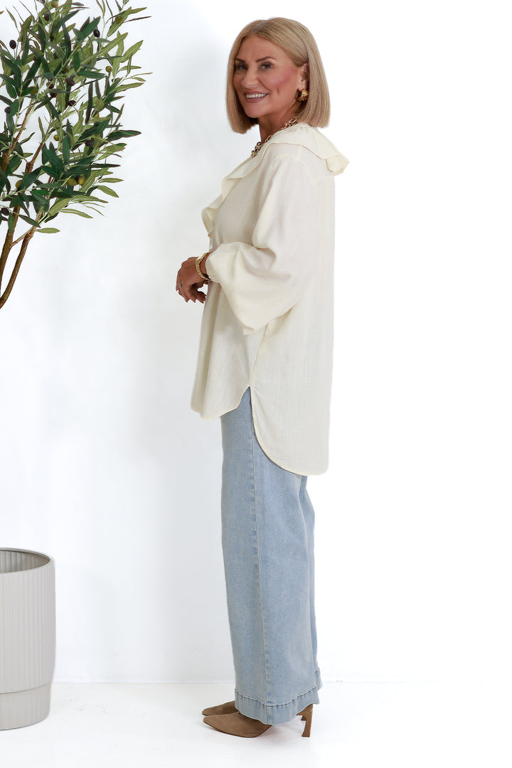 Marnie Ruffle Shirt | IVORY