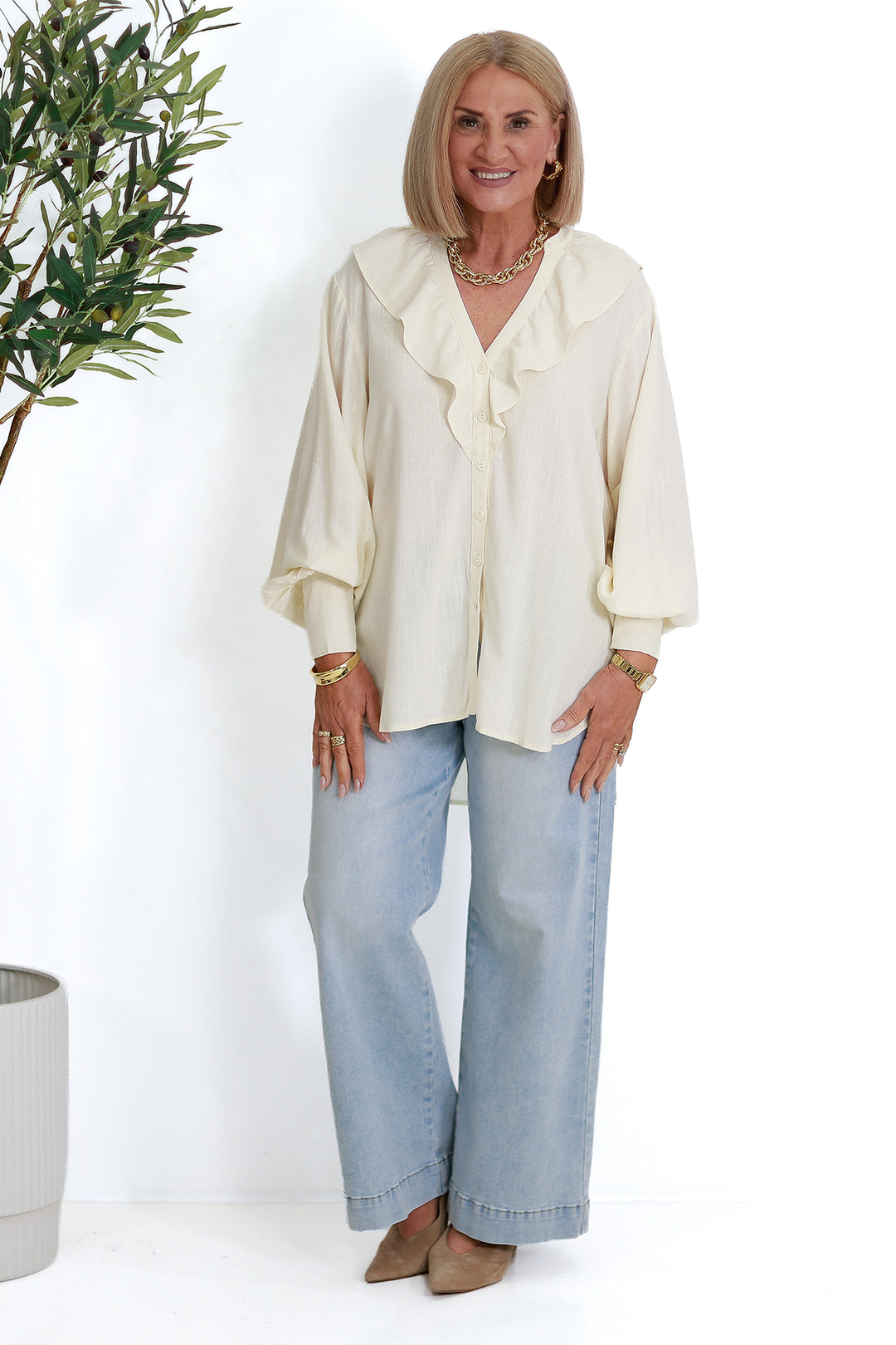 Marnie Ruffle Shirt | IVORY