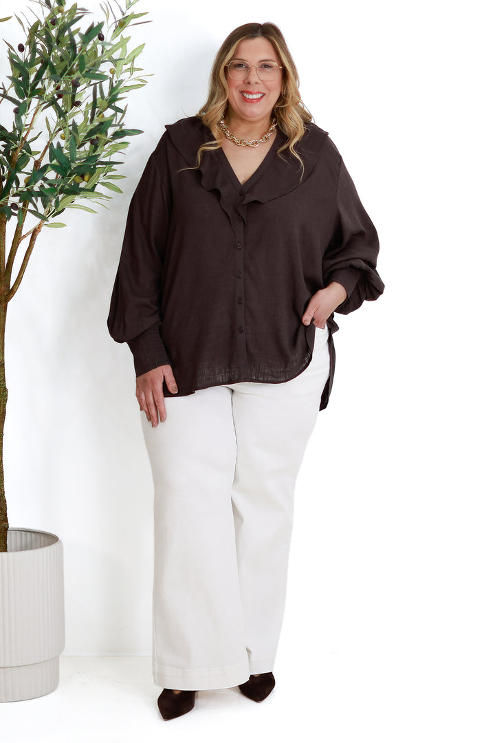 Marnie Ruffle Shirt SS | COCO BROWN