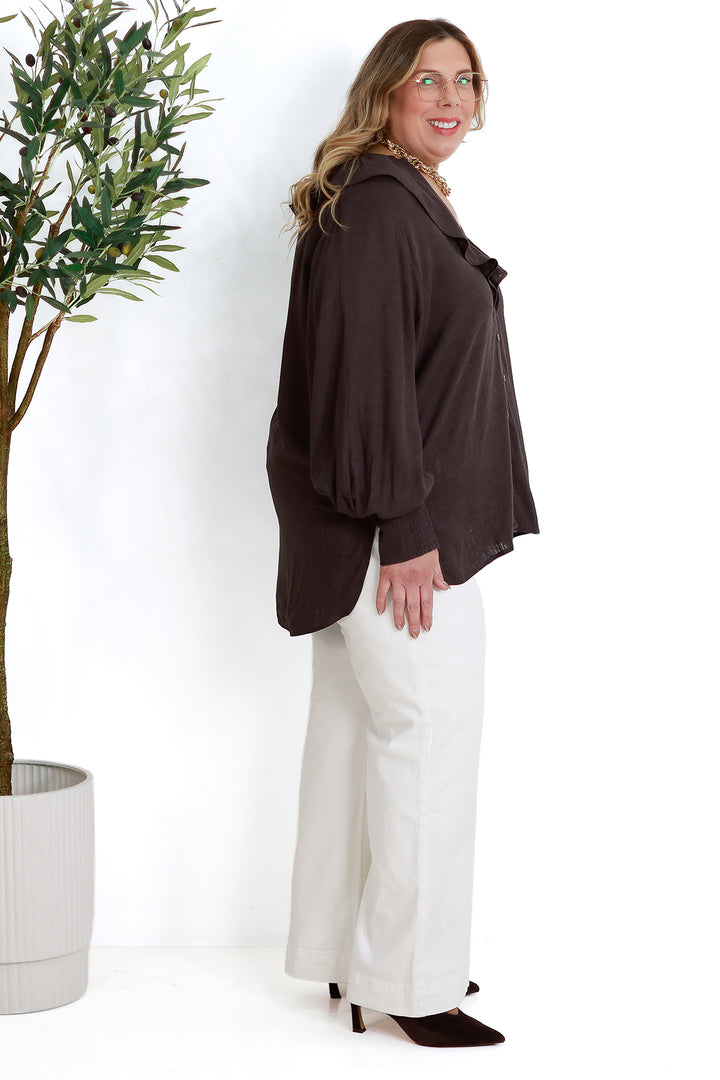 Marnie Ruffle Shirt SS | COCO BROWN