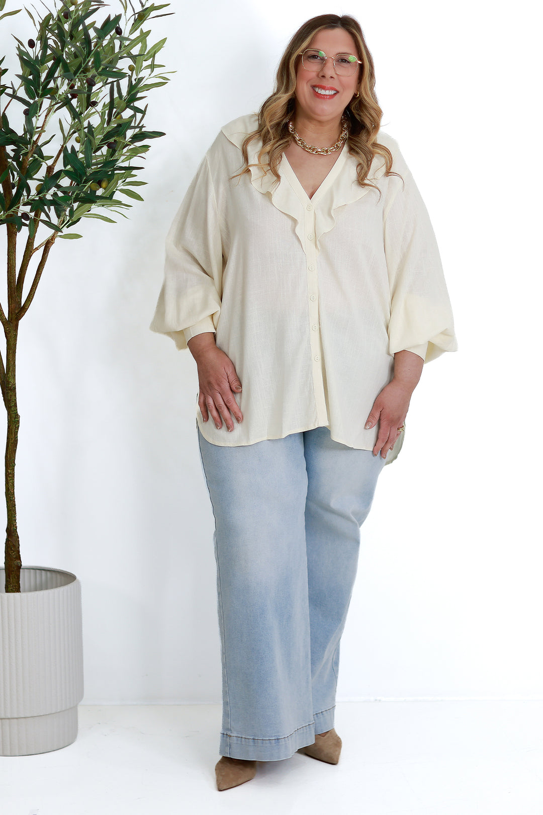 Marnie Ruffle Shirt | IVORY
