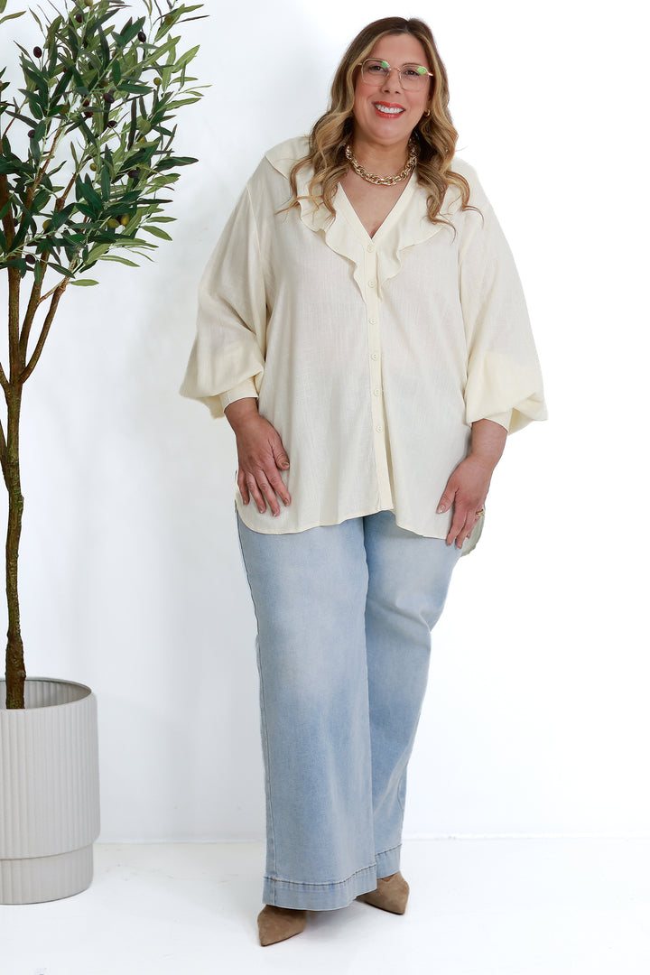 Marnie Ruffle Shirt | IVORY