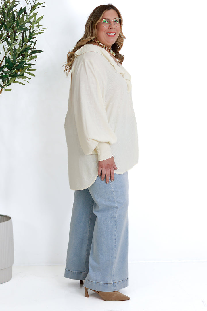 Marnie Ruffle Shirt | IVORY