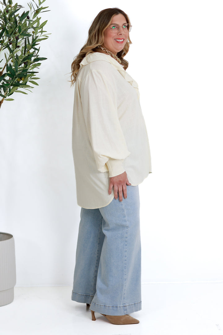 Marnie Ruffle Shirt | IVORY