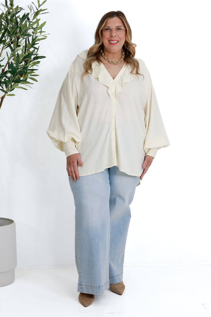 Marnie Ruffle Shirt | IVORY