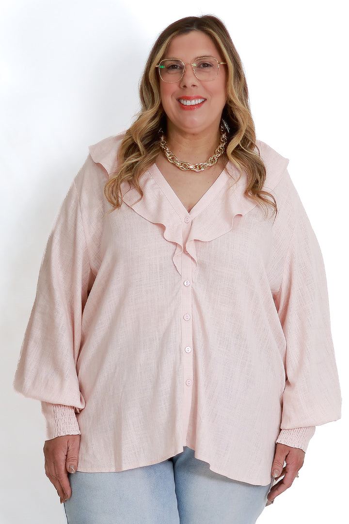Marnie Ruffle Shirt SS| PINK