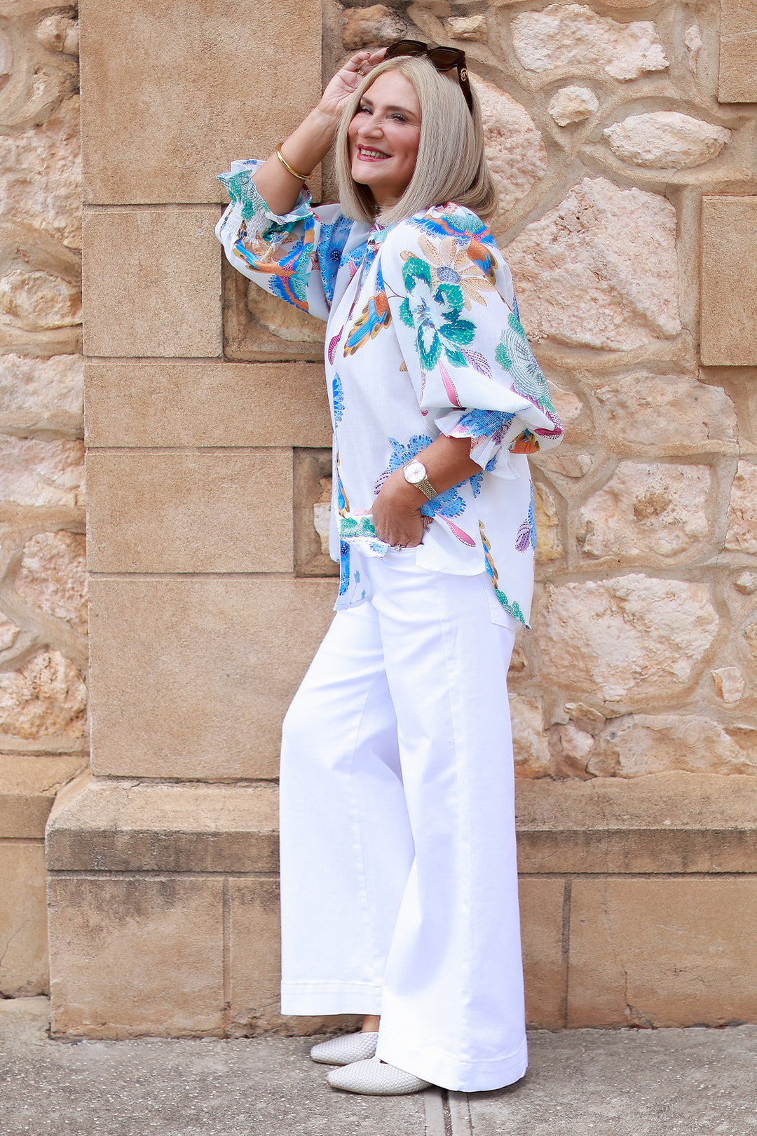 Heritage Bird Print Shirt | BLUE