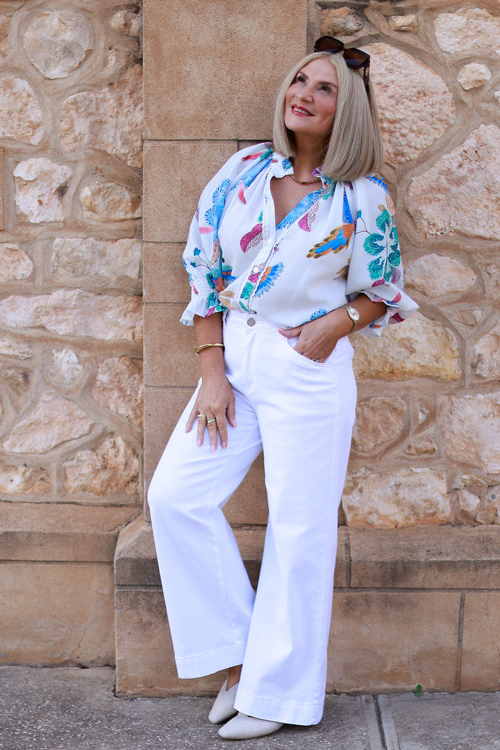 Heritage Bird Print Shirt | BLUE