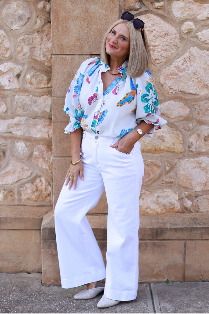 Heritage Bird Print Shirt | BLUE