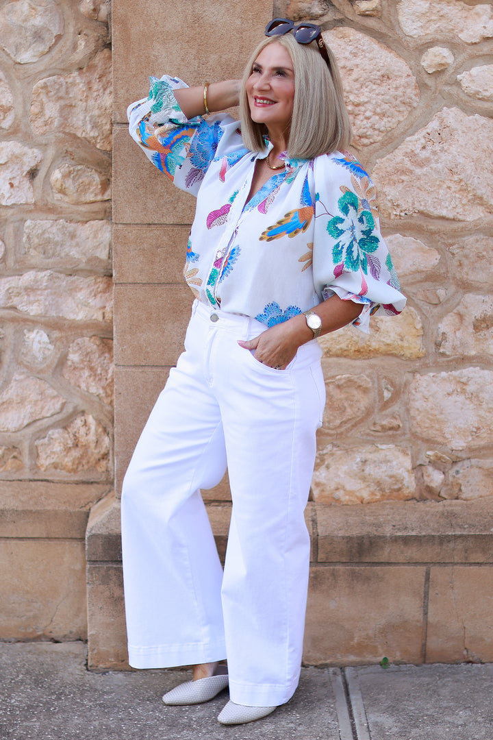 Heritage Bird Print Shirt | BLUE