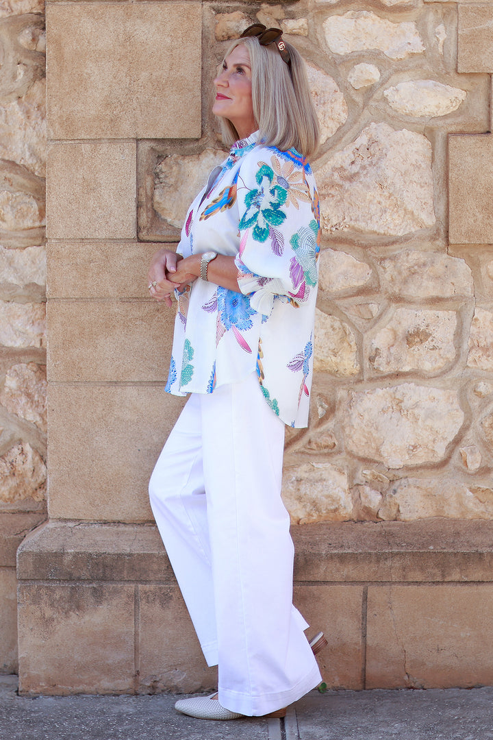 Heritage Bird Print Shirt | BLUE