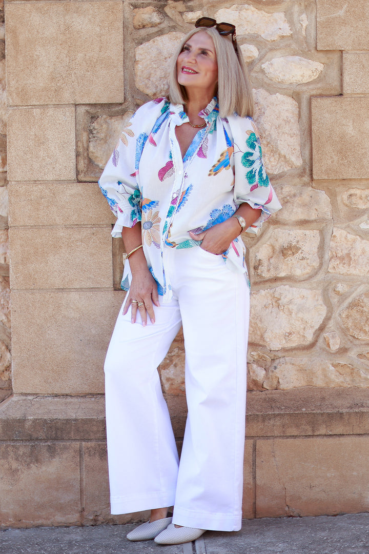 Heritage Bird Print Shirt | BLUE