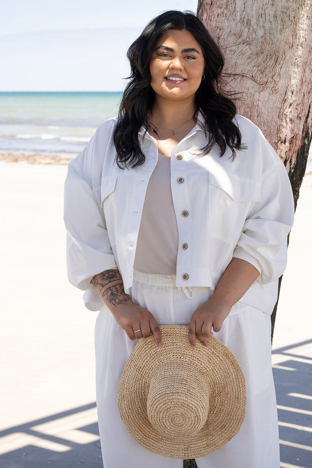 Oversized Linen Swing Jacket Linen | WHITE IVORY