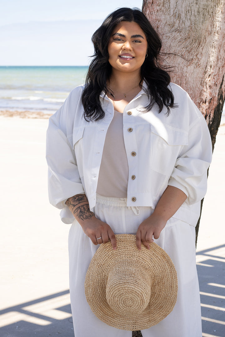 Oversized Linen Swing Jacket Linen | WHITE IVORY