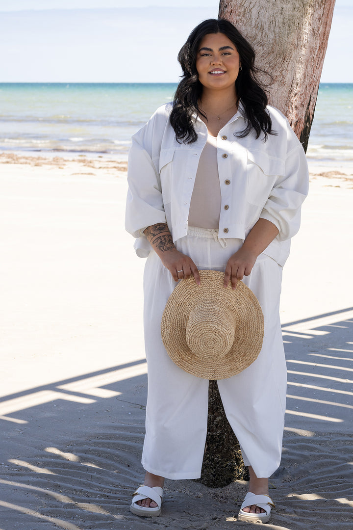Kali Wide Leg Pant | Ivory White