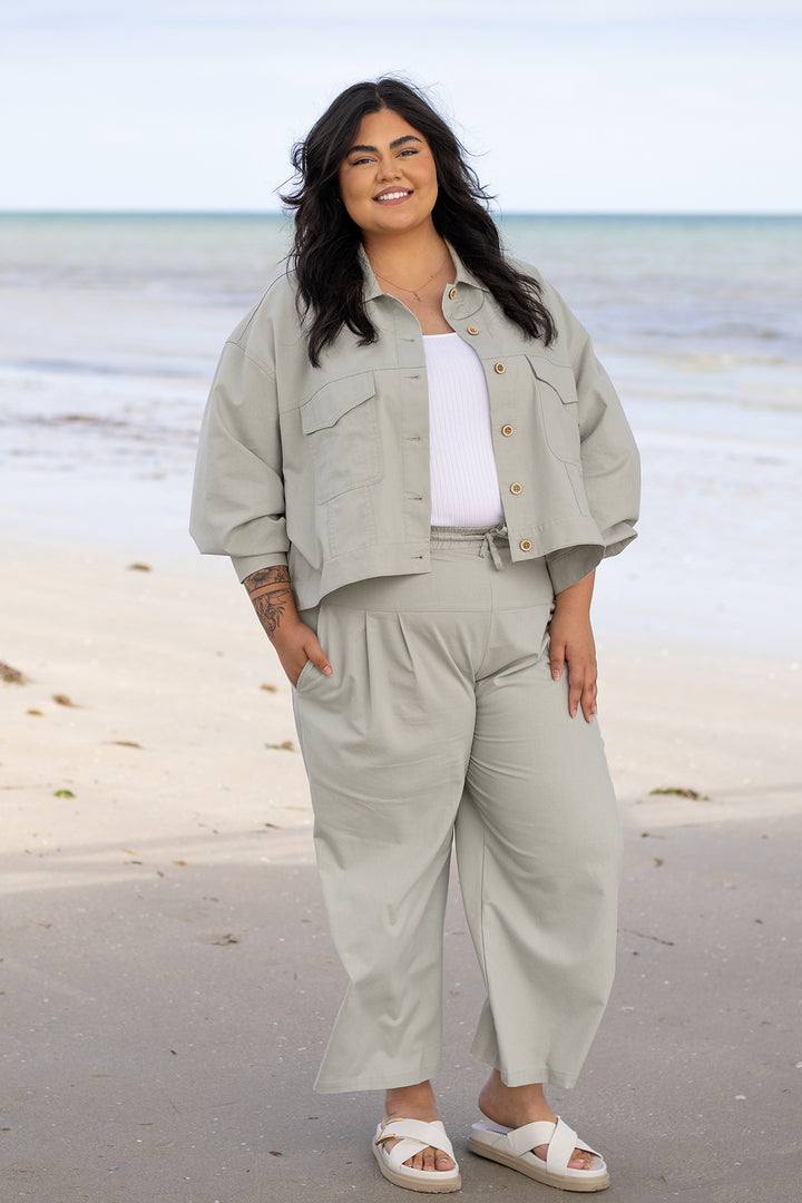 Kali Wide Leg Pant | Green Sage