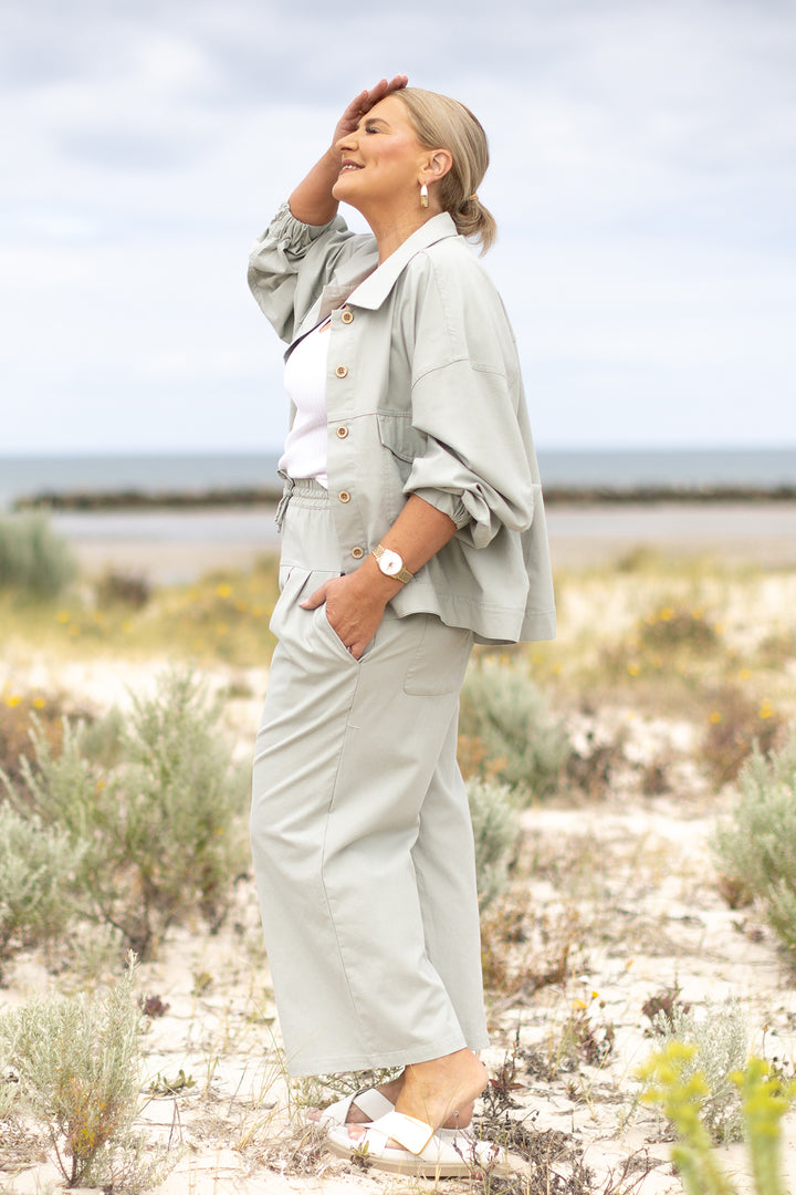 Kali Wide Leg Pant | Green Sage