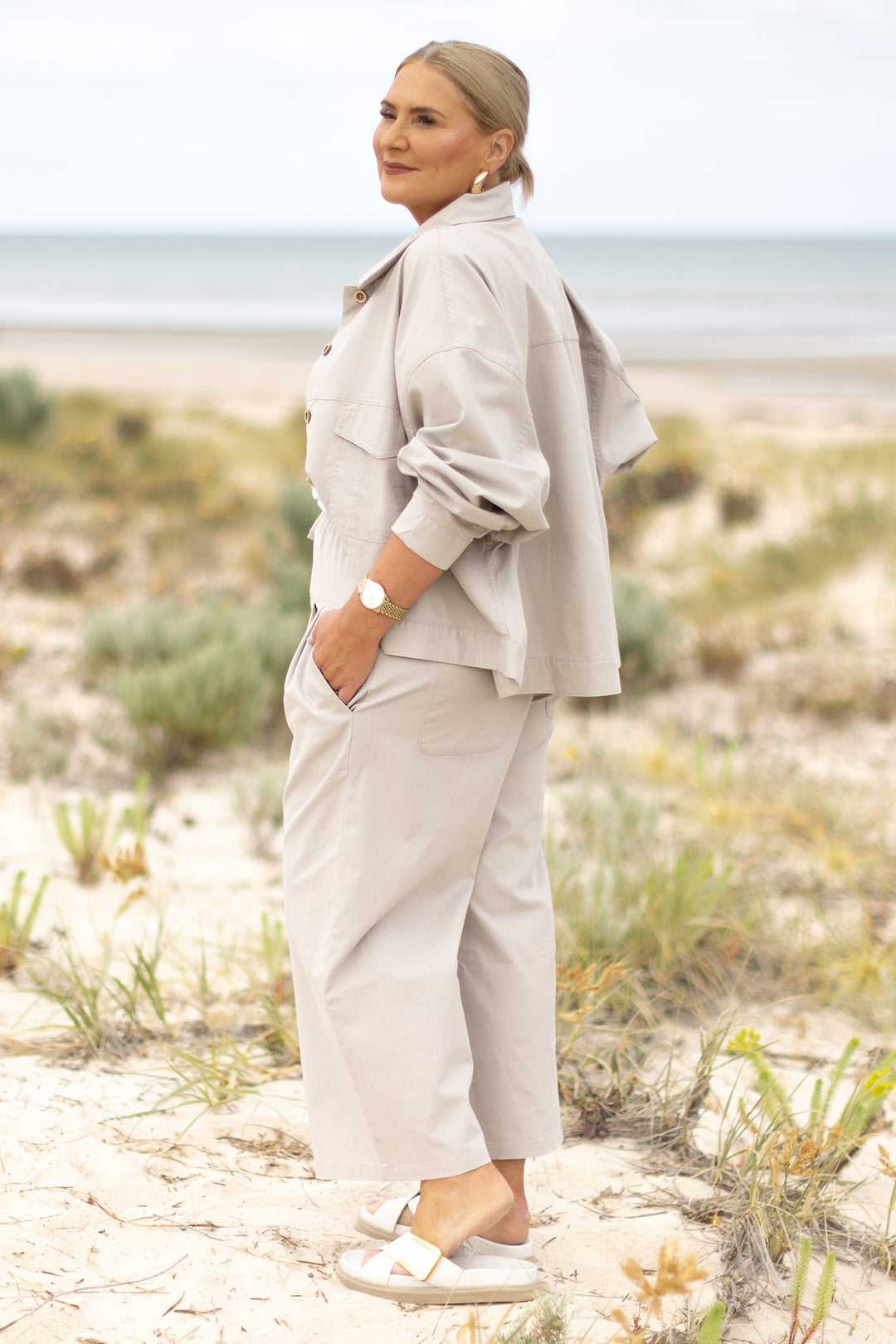 Oversized Linen Swing Jacket Linen | NATURAL