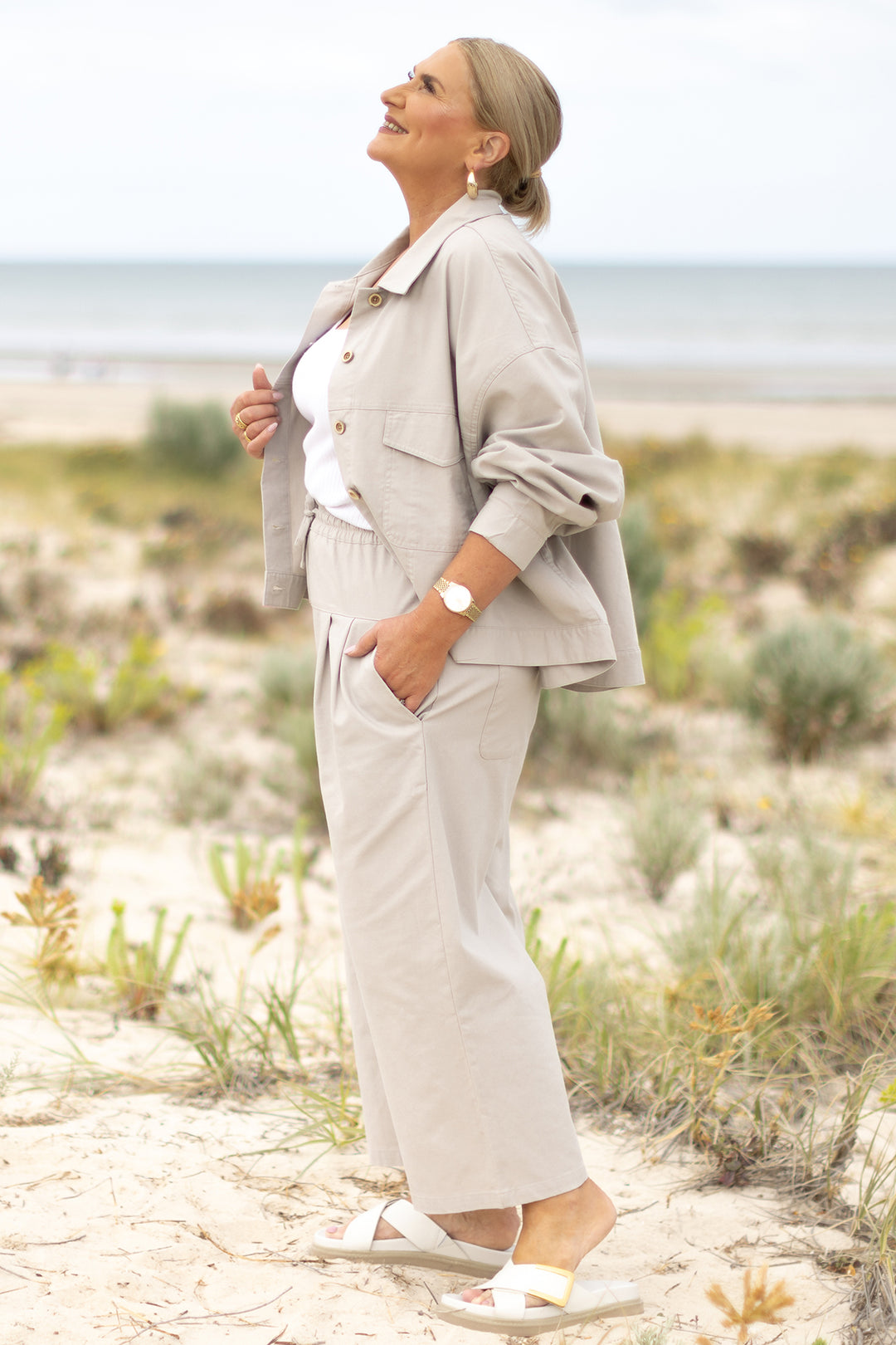 Oversized Linen Swing Jacket Linen | NATURAL