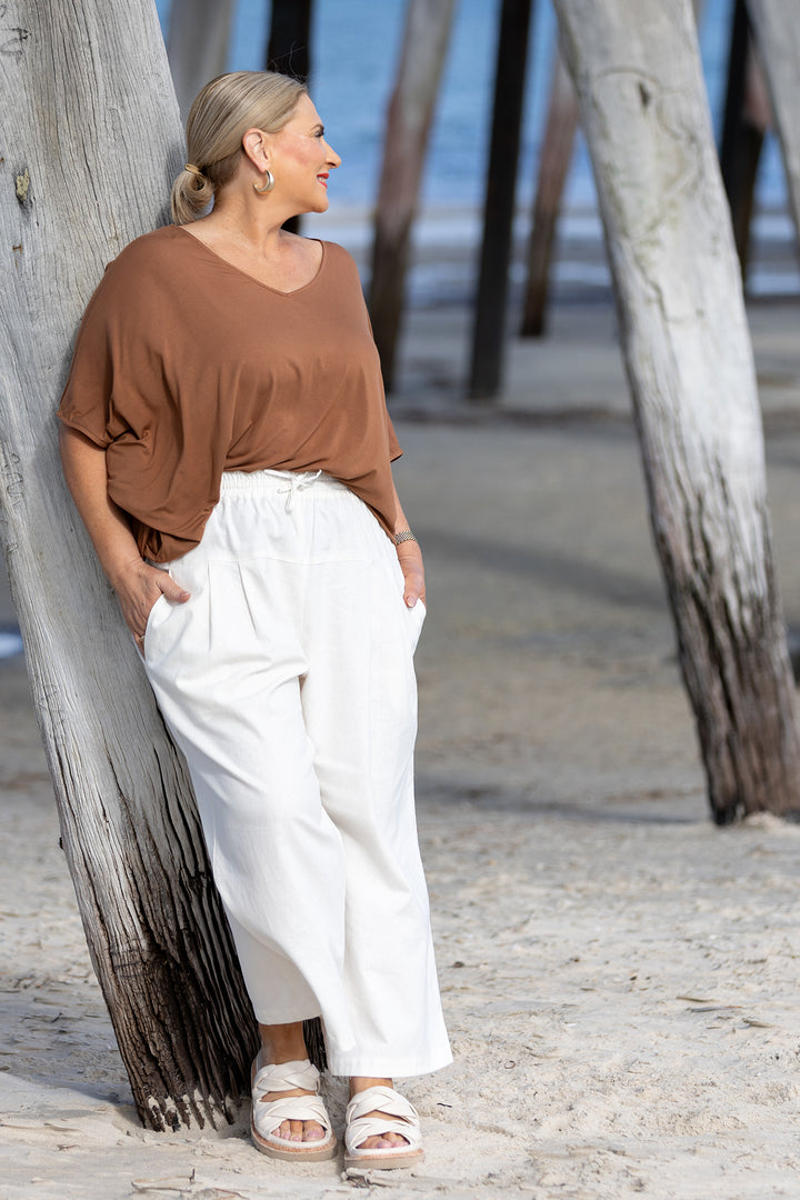 Kali Wide Leg Pant | Ivory White