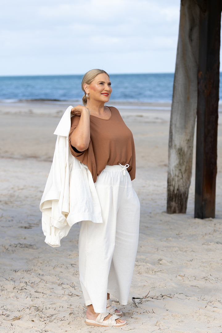 Kali Wide Leg Pant | Ivory White