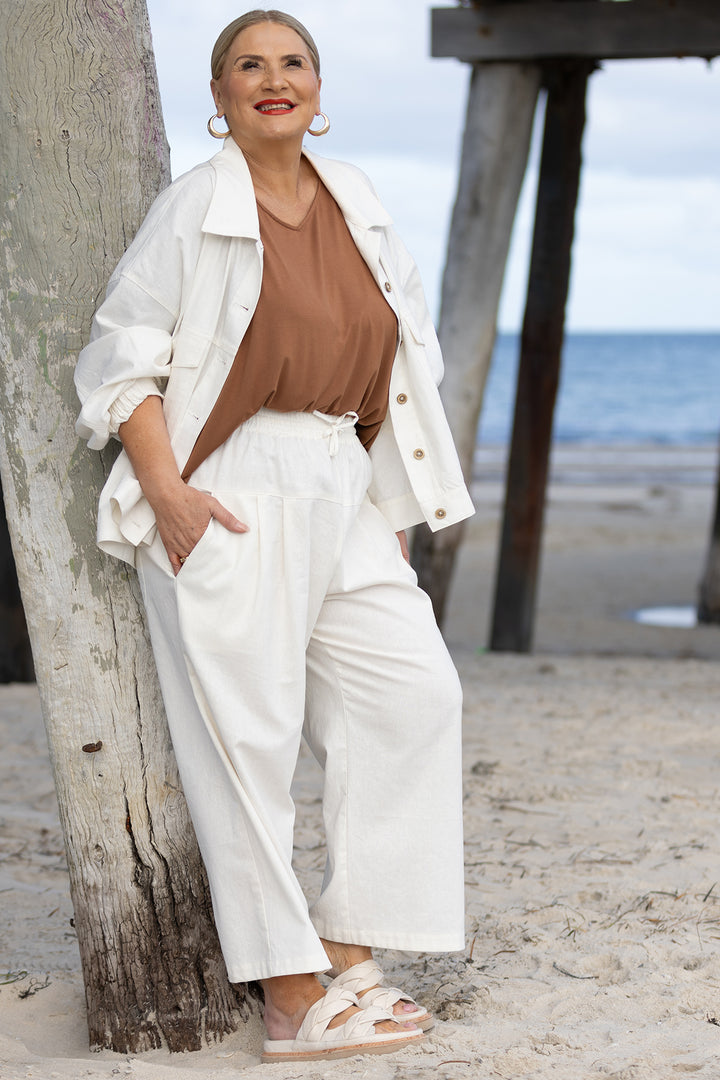 Kali Wide Leg Pant | Ivory White