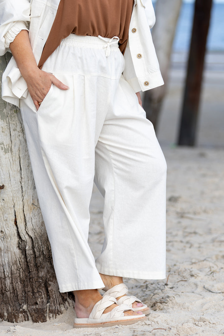 Kali Wide Leg Pant | Ivory White