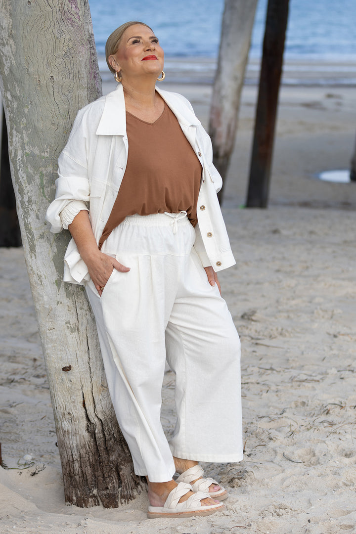 Kali Wide Leg Pant | Ivory White