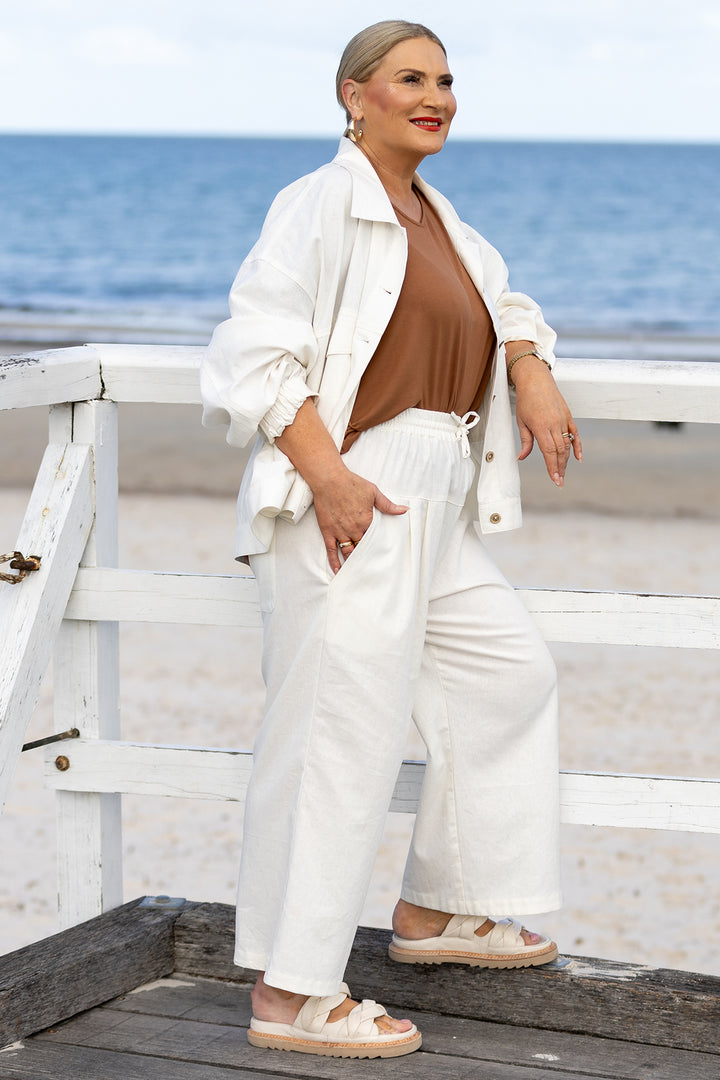 Kali Wide Leg Pant | Ivory White