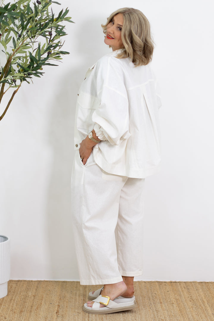 Kali Wide Leg Pant | Ivory White