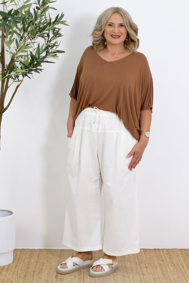 Kali Wide Leg Pant | Ivory White