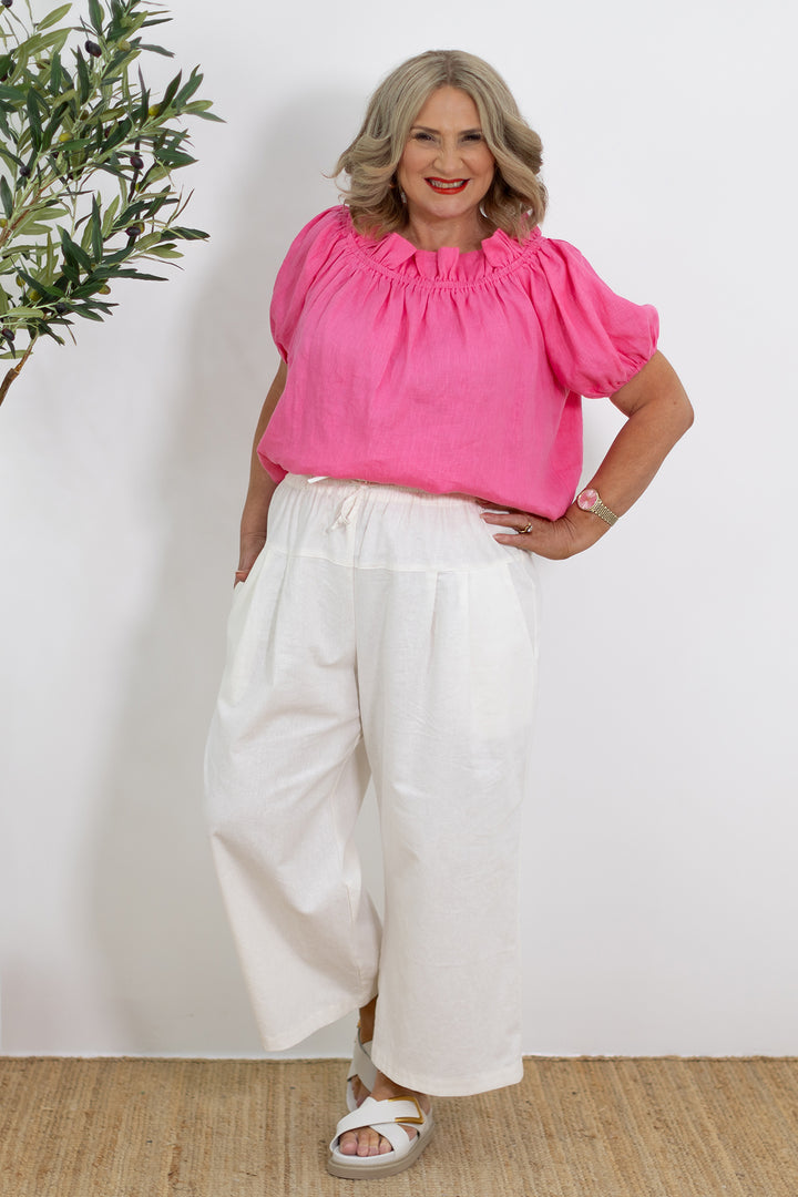 Kali Wide Leg Pant | Ivory White