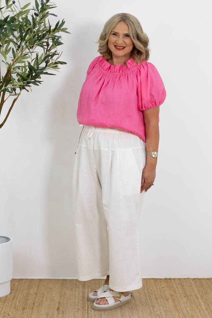 Kali Wide Leg Pant | Ivory White