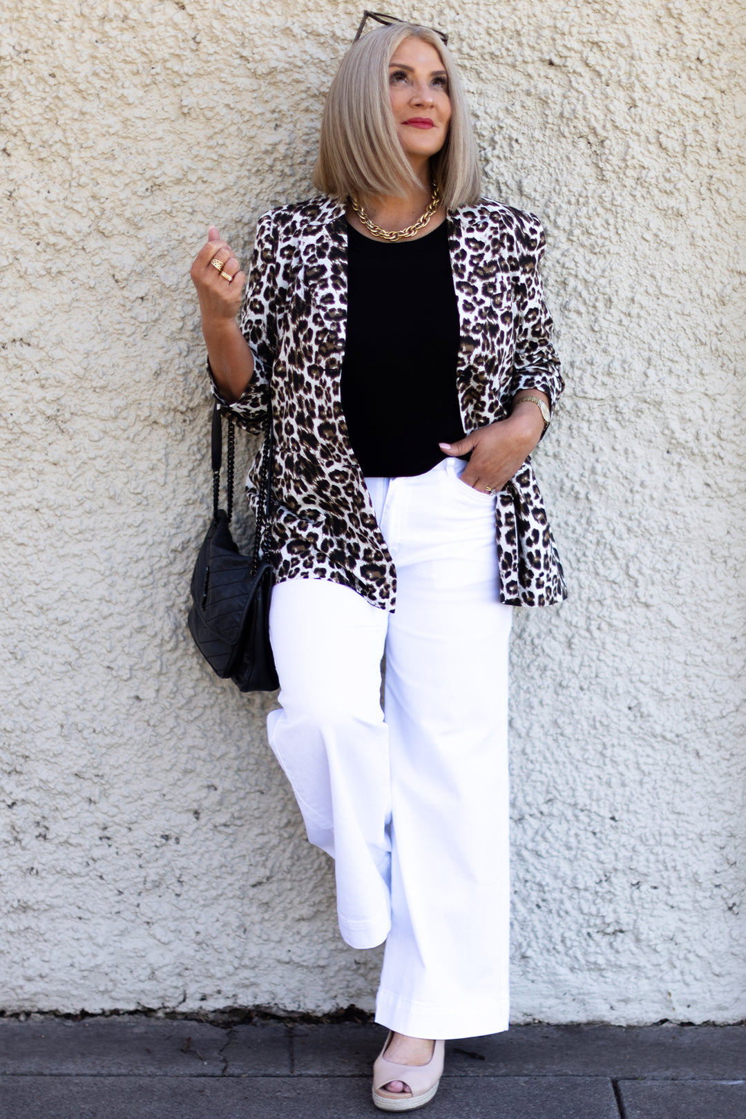 Sienna Leopard Blazer| WHITE