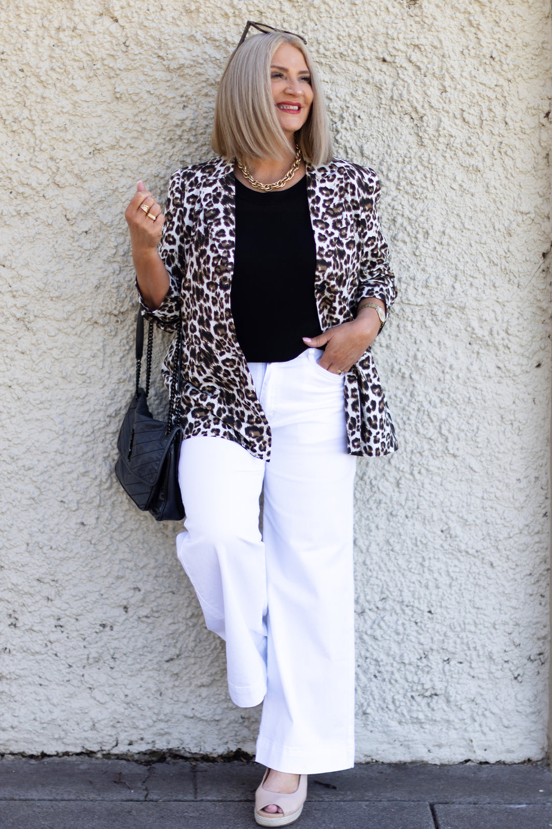 Sienna Leopard Blazer| WHITE
