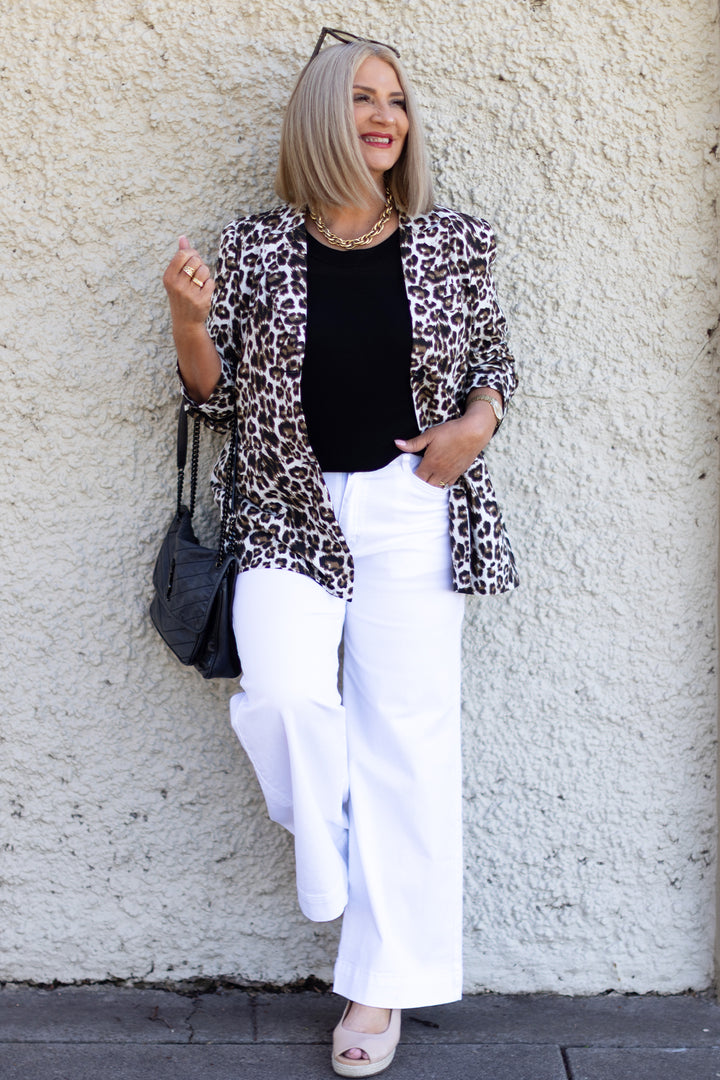Sienna Leopard Blazer| WHITE