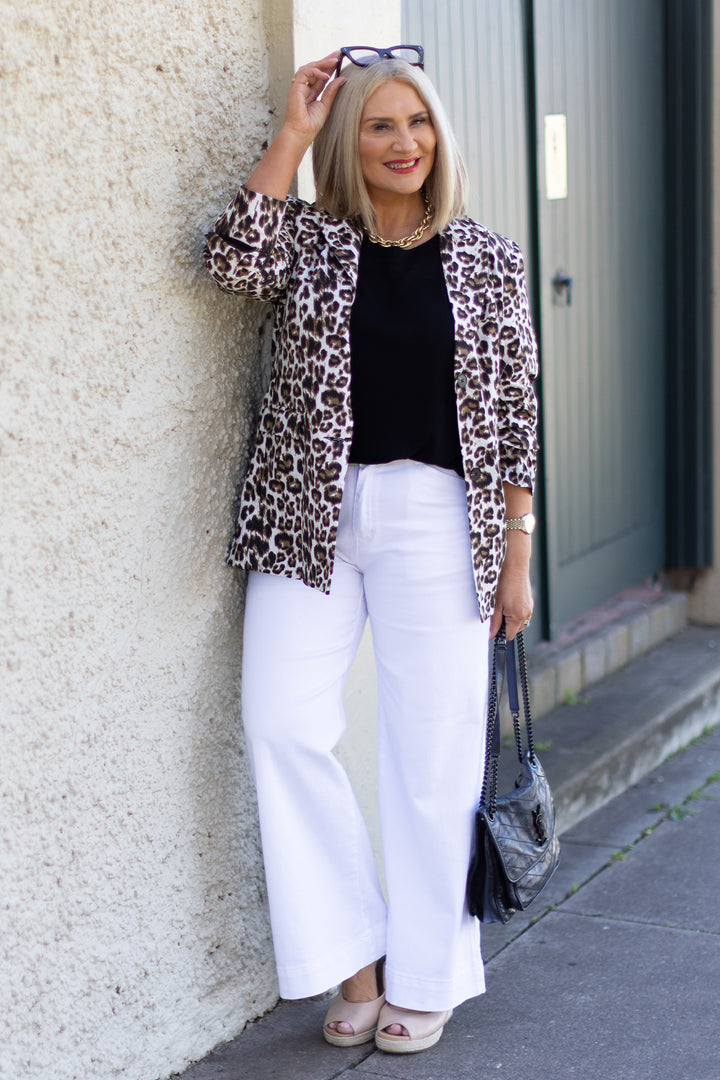 Sienna Leopard Blazer| WHITE