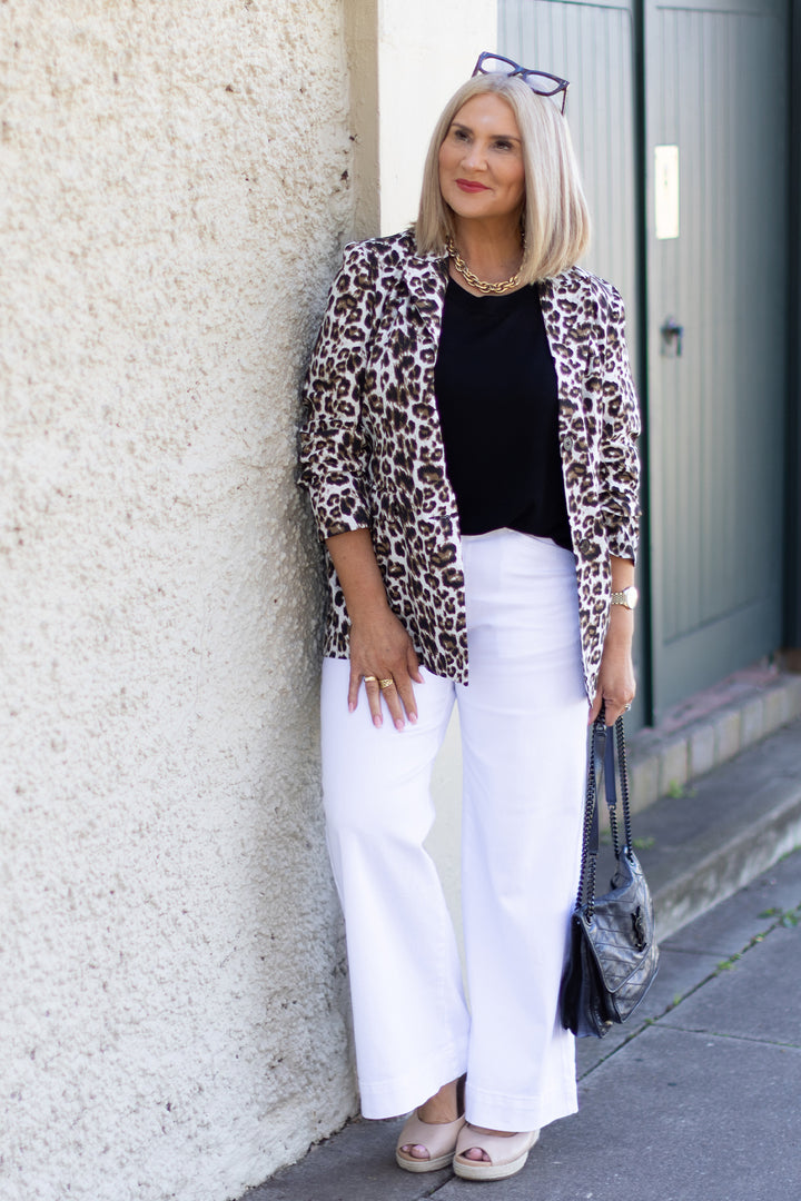 Sienna Leopard Blazer| WHITE