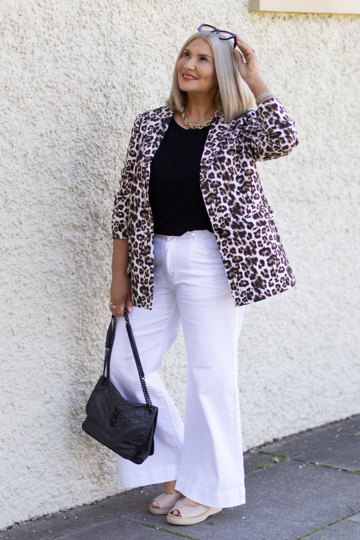 Sienna Leopard Blazer| WHITE