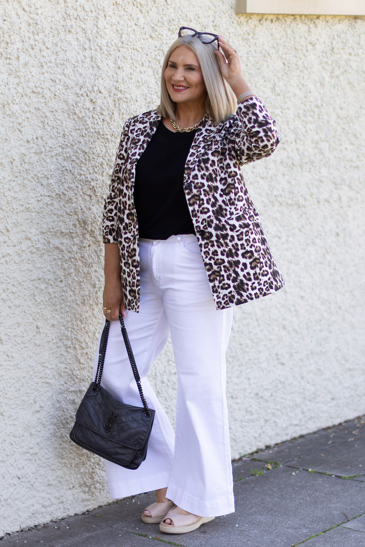 Sienna Leopard Blazer| WHITE