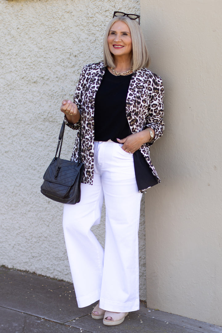 Sienna Leopard Blazer| WHITE